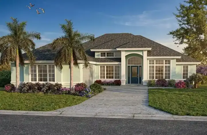 Florida house plans 71-426 - front exterior, 2,287 sq ft, 5 bed, 2 bath house plans | Monster House Plans