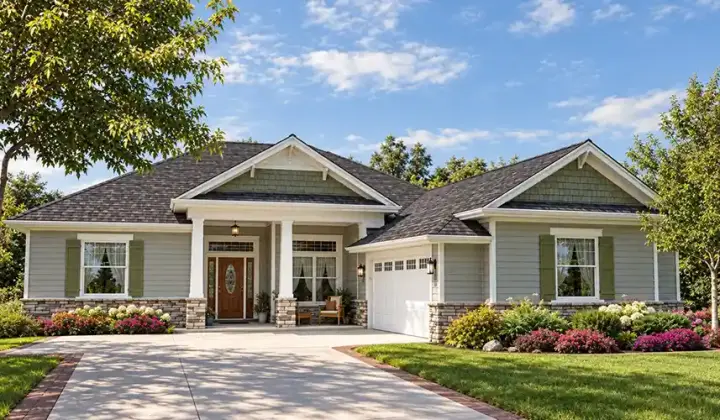 Craftsman house plans 71-484 - front exterior, 1,933 sq ft, 4 bed, 2 bath house plans | Monster House Plans
