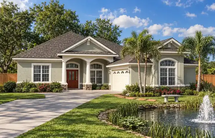 Florida house plans 71-503 - front exterior, 1,784 sq ft, 3 bed, 2 bath house plans | Monster House Plans