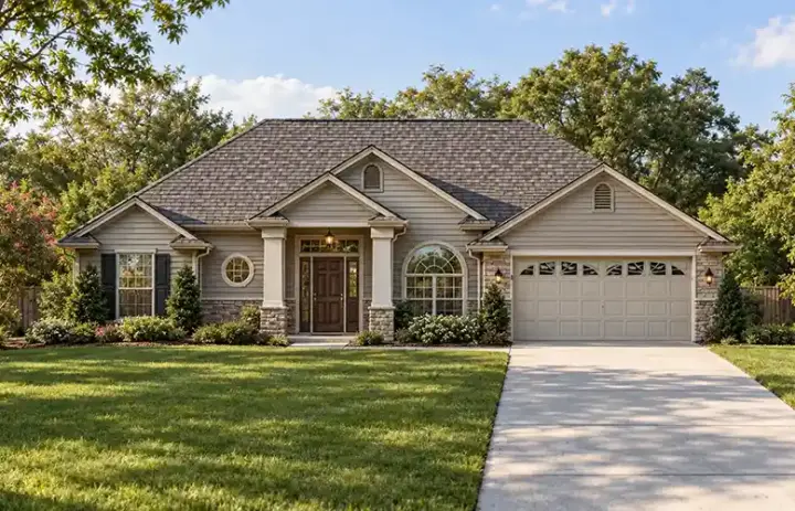 Traditional house plans 71-519 - front exterior, 1,755 sq ft, 3 bed, 2 bath house plans | Monster House Plans