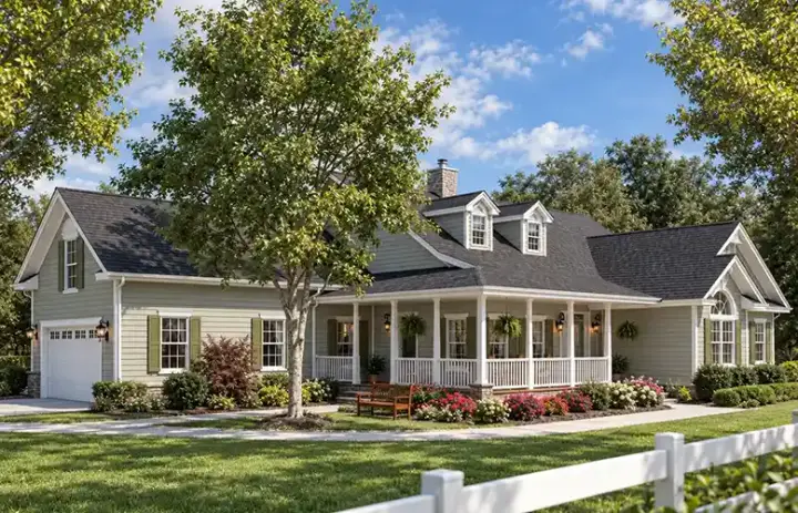 Country house plans 71-567 - front exterior, 1,907 sq ft, 3 bed, 2 bath house plans | Monster House Plans