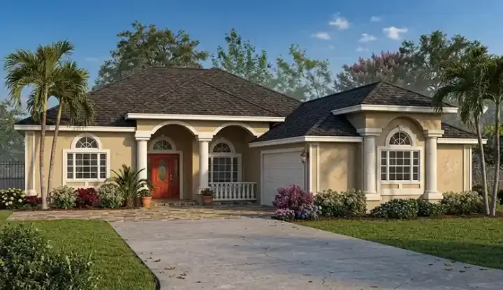 Florida house plans 71-570 - front exterior, 2,134 sq ft, 4 bed, 2 bath house plans | Monster House Plans