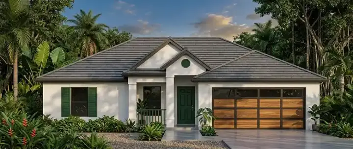 Florida house plans 73-105 - front exterior, 1,280 sq ft, 3 bed, 2 bath house plans | Monster House Plans