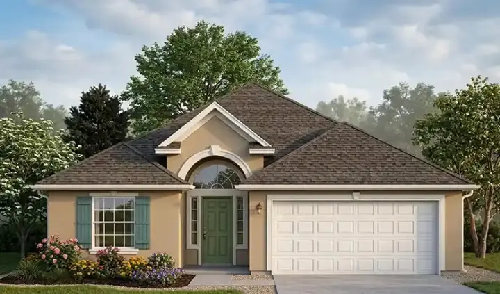 Florida house plans 73-113 - front exterior, 1,569 sq ft, 3 bed, 2 bath house plans | Monster House Plans