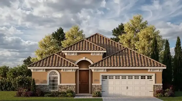 Florida house plans 73-115 - front exterior, 1,595 sq ft, 3 bed, 2 bath house plans | Monster House Plans