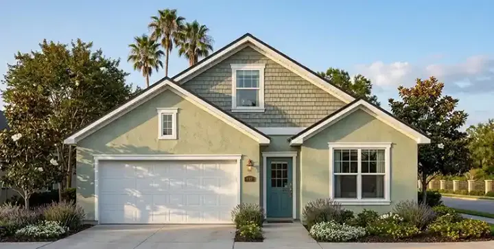 Florida house plans 73-116 - front exterior, 1,596 sq ft, 3 bed, 2 bath house plans | Monster House Plans