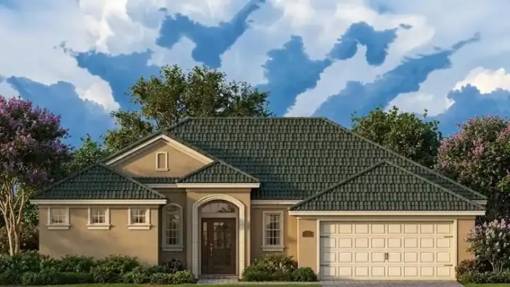 Florida house plans 73-117 - front exterior, 1,616 sq ft, 3 bed, 2 bath house plans | Monster House Plans