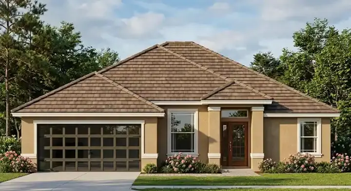 Florida house plans 73-123 - front exterior, 1,704 sq ft, 3 bed, 2 bath house plans | Monster House Plans