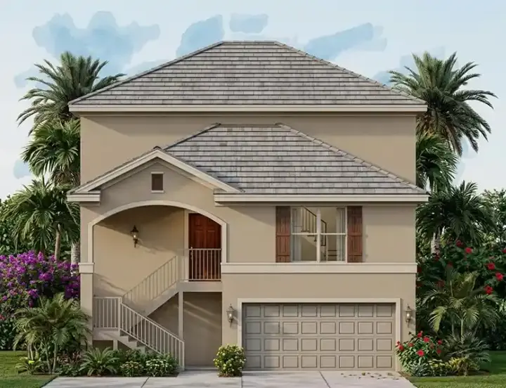 Florida house plans 73-146 - front exterior, 2,092 sq ft, 3 bed, 2 bath house plans | Monster House Plans
