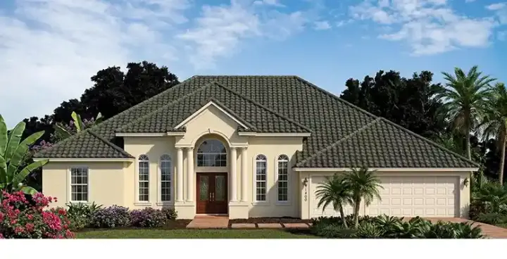 Florida house plans 73-173 - front exterior, 2,593 sq ft, 4 bed, 3 bath house plans | Monster House Plans