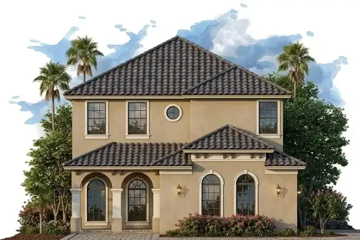 Florida house plans 73-176 - front exterior, 2,611 sq ft, 4 bed, 2 bath house plans | Monster House Plans