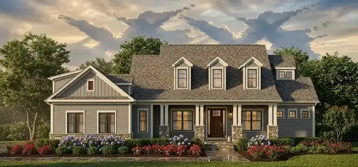 Country house plans 73-211 - front exterior, 4,402 sq ft, 5 bed, 3 bath house plans | Monster House Plans