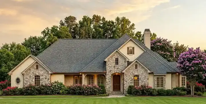 French Country house plans 73-213 - front exterior, 4,575 sq ft, 5 bed, 4 bath house plans | Monster House Plans