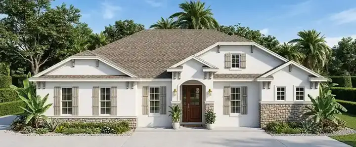 Florida house plans 73-258 - front exterior, 2,638 sq ft, 4 bed, 3 bath house plans | Monster House Plans
