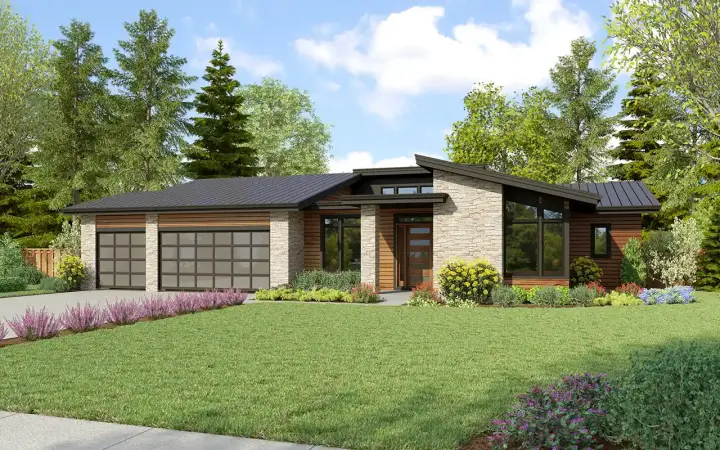 Contemporary house plans 74-1002 - front exterior, 2,554 sq ft, 3 bed, 3 bath house plans | Monster House Plans