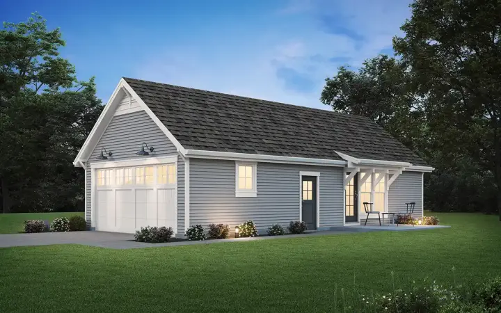 Craftsman house plans 74-1003 - front exterior, 506 sq ft, 1 bed, 1 bath house plans | Monster House Plans