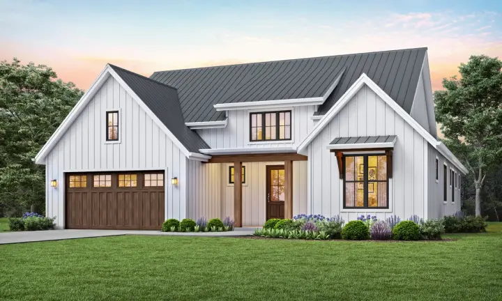 Modern Farmhouse house plans 74-101 - front exterior, 1,878 sq ft, 3 bed, 2 bath house plans | Monster House Plans