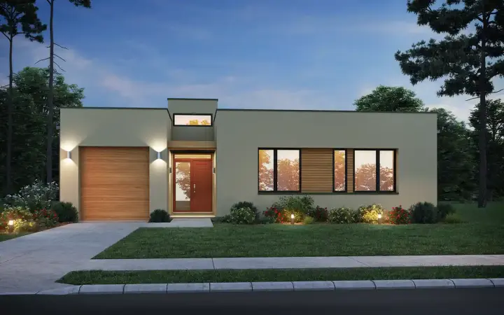 Modern house plans 74-1010 - front exterior, 1,944 sq ft, 3 bed, 3 bath house plans | Monster House Plans