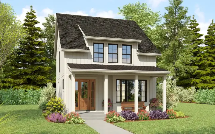 Modern Farmhouse house plans 74-1012 - front exterior, 1,636 sq ft, 3 bed, 2 bath house plans | Monster House Plans