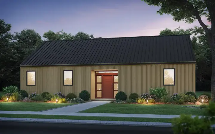 Modern house plans 74-1013 - front exterior, 1,268 sq ft, 2 bed, 2 bath house plans | Monster House Plans