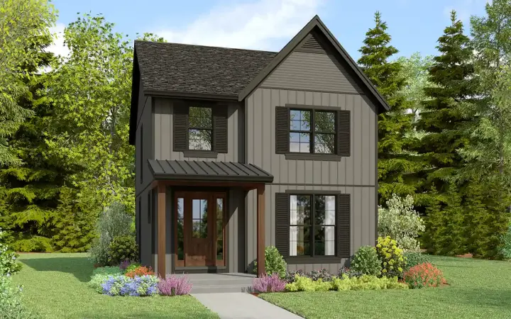 Modern Farmhouse house plans 74-1018 - front exterior, 1,658 sq ft, 2 bed, 2 bath house plans | Monster House Plans