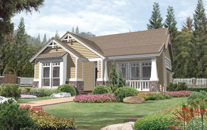 Craftsman house plans 74-102 - front exterior, 1,520 sq ft, 3 bed, 2 bath house plans | Monster House Plans