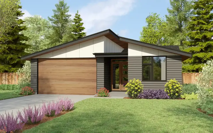 Contemporary house plans 74-1034 - front exterior, 1,763 sq ft, 3 bed, 2 bath house plans | Monster House Plans