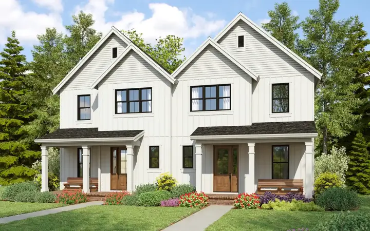 Modern Farmhouse house plans 74-1039 - front exterior, 3,917 sq ft, 6 bed, 4 bath house plans | Monster House Plans