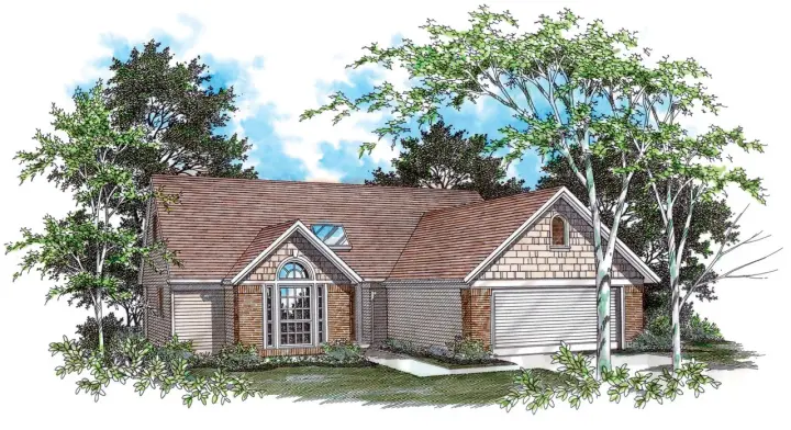 Ranch house plans 74-104 - front exterior, 1,316 sq ft, 3 bed, 2 bath house plans | Monster House Plans