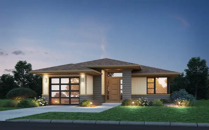 Modern house plans 74-1042 - front exterior, 1,313 sq ft, 2 bed, 2 bath house plans | Monster House Plans