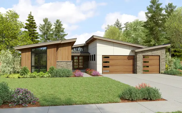 Contemporary house plans 74-1046 - front exterior, 2,769 sq ft, 3 bed, 3 bath house plans | Monster House Plans