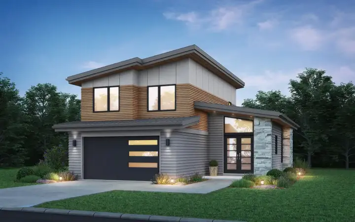 Contemporary house plans 74-1049 - front exterior, 1,677 sq ft, 3 bed, 2 bath house plans | Monster House Plans