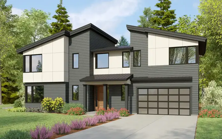 Contemporary house plans 74-1057 - front exterior, 2,314 sq ft, 3 bed, 2 bath house plans | Monster House Plans