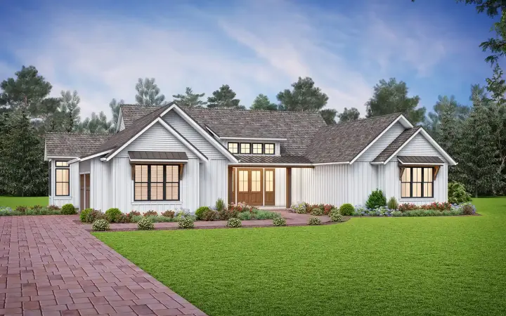 Modern Farmhouse house plans 74-1064 - front exterior, 2,662 sq ft, 3 bed, 3 bath house plans | Monster House Plans