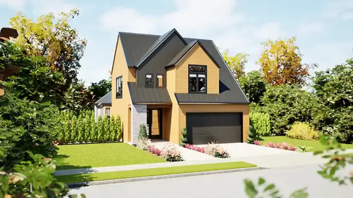 Contemporary house plans 74-1081 - front exterior, 1,801 sq ft, 3 bed, 2 bath house plans | Monster House Plans