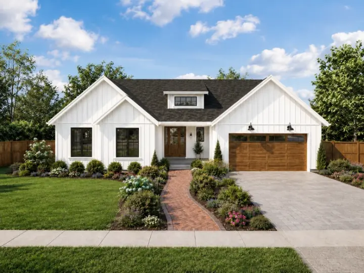 Modern Farmhouse house plans 74-1087 - front exterior, 1,797 sq ft, 3 bed, 2 bath house plans | Monster House Plans