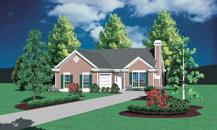 Traditional house plans 74-110 - front exterior, 1,292 sq ft, 3 bed, 2 bath house plans | Monster House Plans