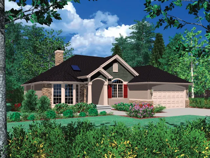 Traditional house plans 74-115 - front exterior, 1,693 sq ft, 3 bed, 2 bath house plans | Monster House Plans