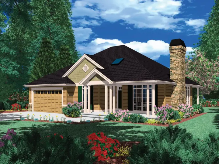 Ranch house plans 74-117 - front exterior, 1,865 sq ft, 3 bed, 2 bath house plans | Monster House Plans