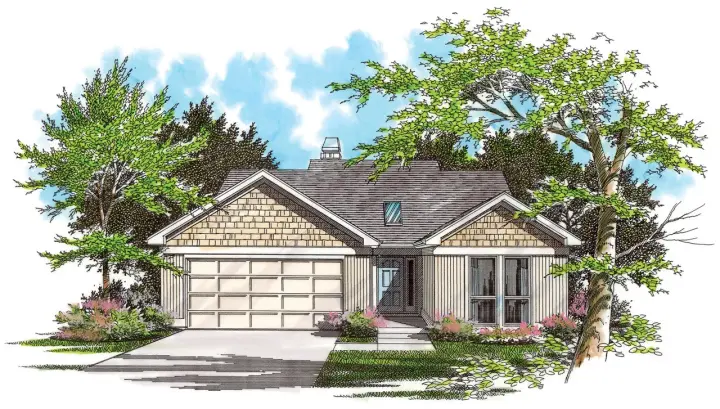 Craftsman house plans 74-118 - front exterior, 1,463 sq ft, 3 bed, 2 bath house plans | Monster House Plans