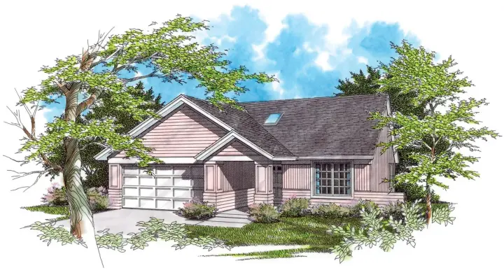 Ranch house plans 74-120 - front exterior, 1,420 sq ft, 2 bed, 2 bath house plans | Monster House Plans