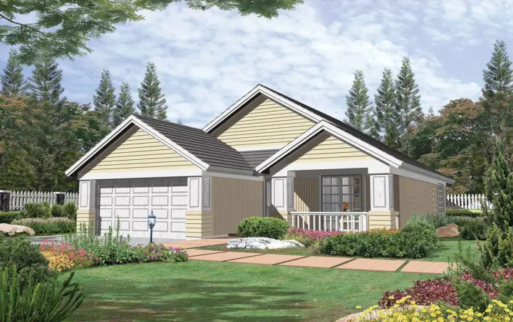 Craftsman house plans 74-121 - front exterior, 1,420 sq ft, 2 bed, 2 bath house plans | Monster House Plans