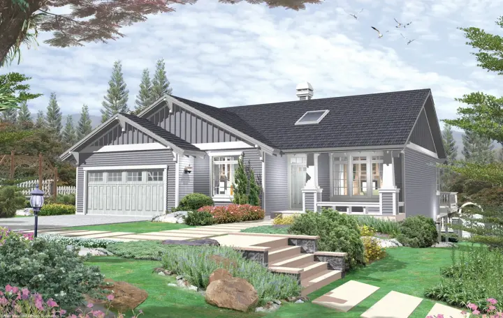 Craftsman house plans 74-127 - front exterior, 1,632 sq ft, 3 bed, 2 bath house plans | Monster House Plans