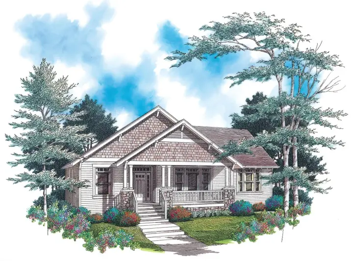 Craftsman house plans 74-130 - front exterior, 1,771 sq ft, 3 bed, 2 bath house plans | Monster House Plans