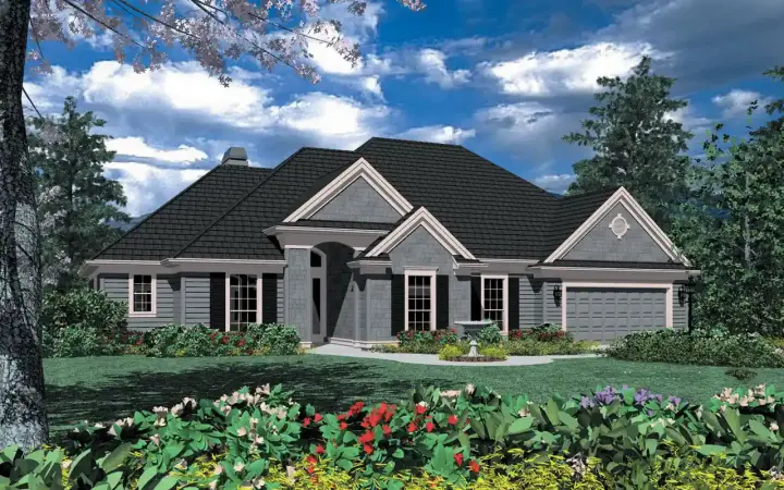 Ranch house plans 74-132 - front exterior, 1,852 sq ft, 3 bed, 2 bath house plans | Monster House Plans