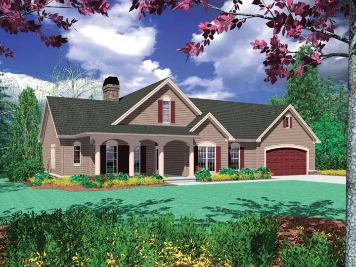 Craftsman house plans 74-133 - front exterior, 1,873 sq ft, 3 bed, 2 bath house plans | Monster House Plans