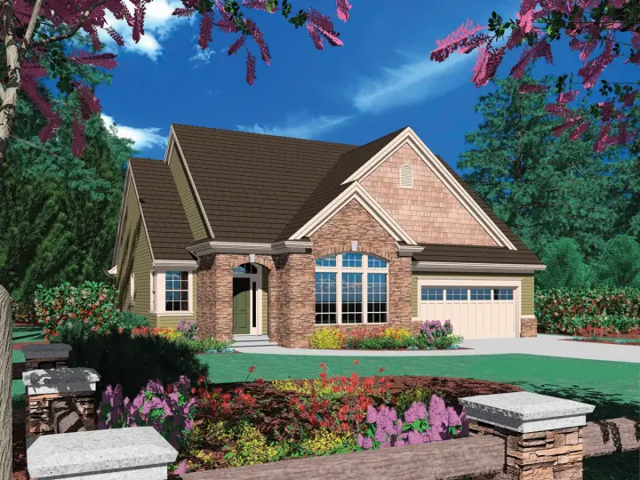 Cottage house plans 74-134 - front exterior, 1,646 sq ft, 3 bed, 2 bath house plans | Monster House Plans