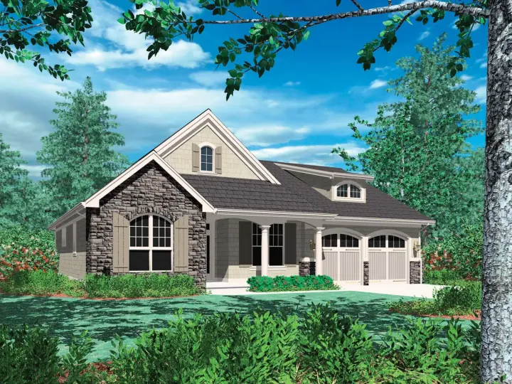Cottage house plans 74-136 - front exterior, 1,580 sq ft, 3 bed, 2 bath house plans | Monster House Plans