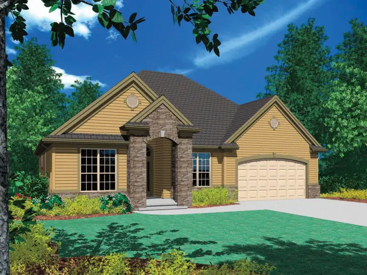 European house plans 74-137 - front exterior, 1,580 sq ft, 3 bed, 2 bath house plans | Monster House Plans
