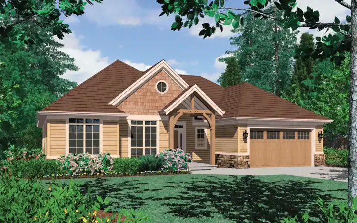 Craftsman house plans 74-142 - front exterior, 1,817 sq ft, 3 bed, 2 bath house plans | Monster House Plans